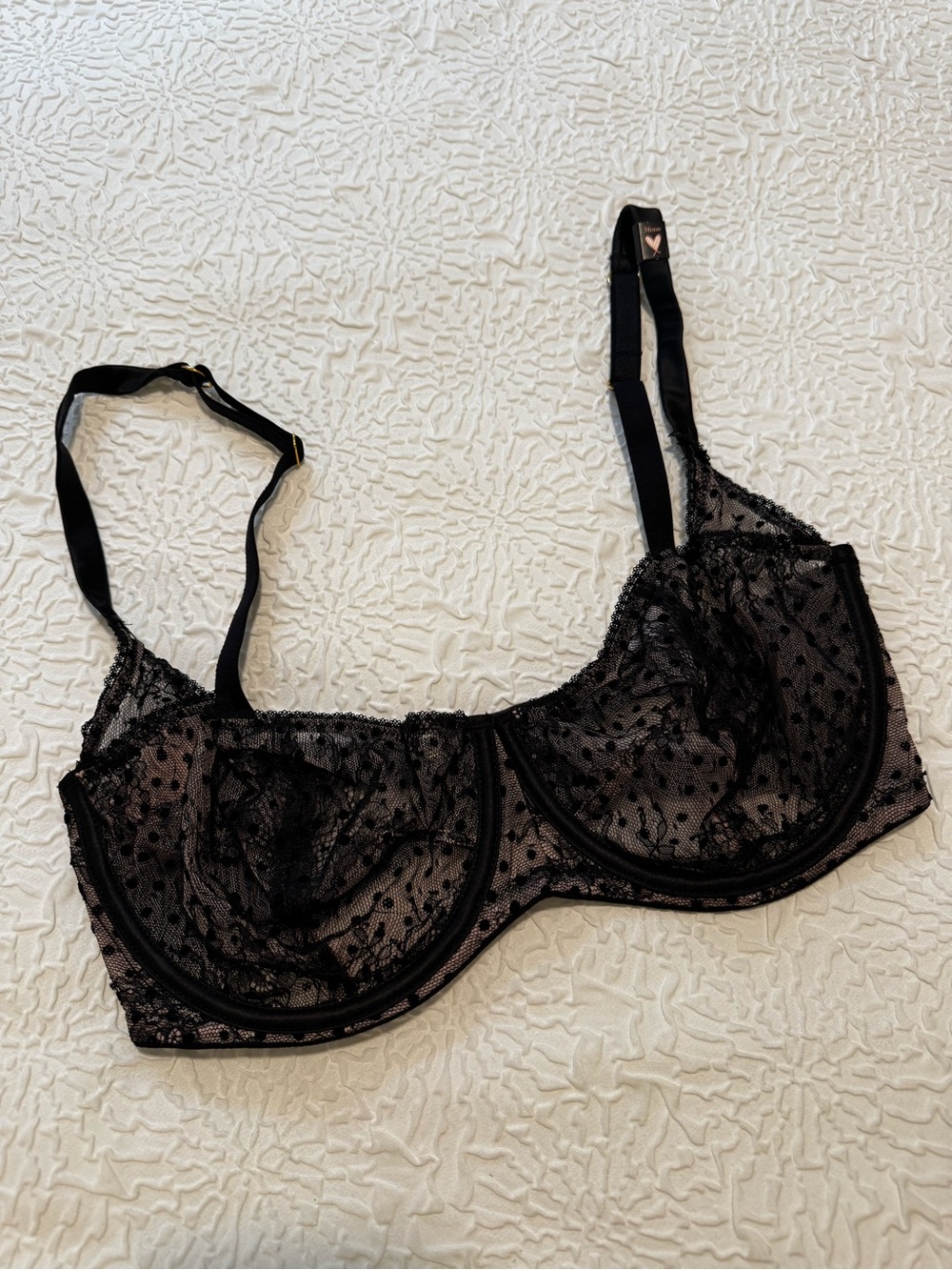 Victoria's Secret Dream Angels Unlined Bra 34DDD Black Lace Mesh NWT